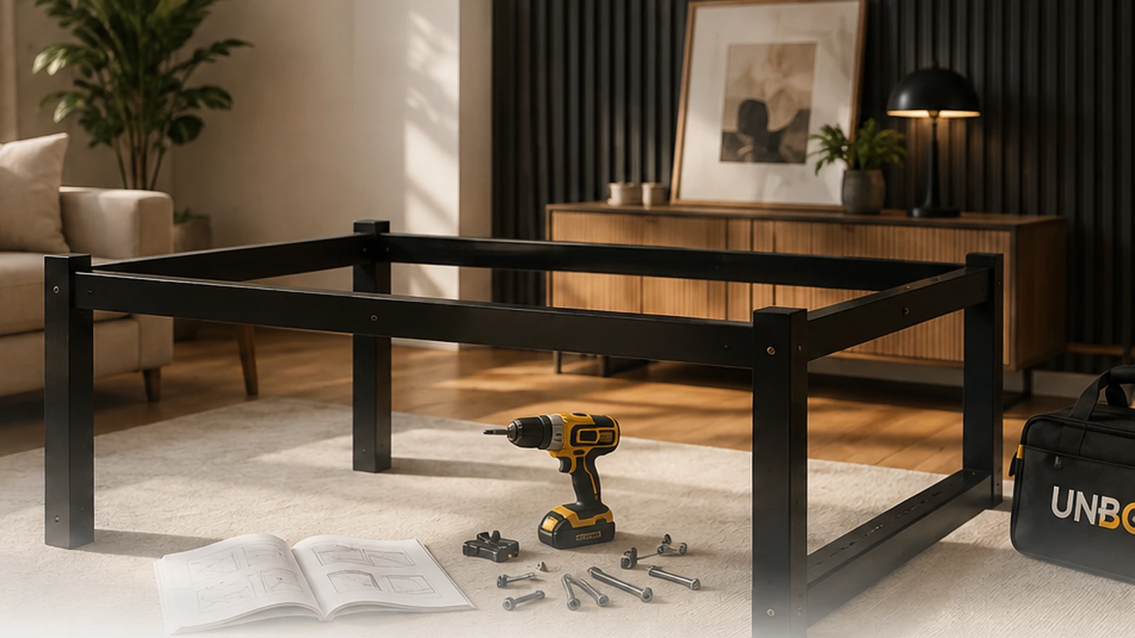 Mover reassembling a bed frame after a move in Montreal